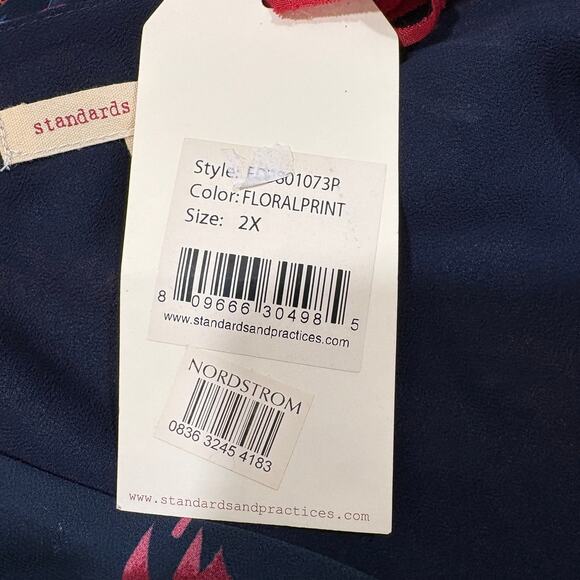 Standards & Practices Size 2X Dress Maxi Asymmetric High Low Long Sleeve Floral - Picture 12 of 13